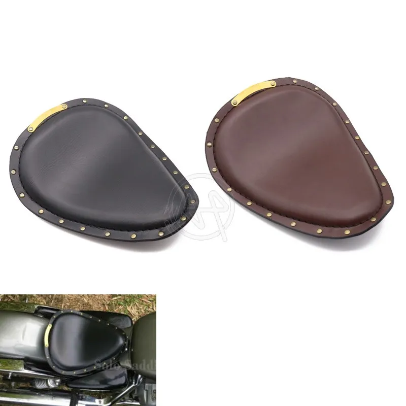 Motorcycle PU Leather SOLO Driver Seat Rivet Style Universal Fit for Harley Suzuki Honda Yamaha