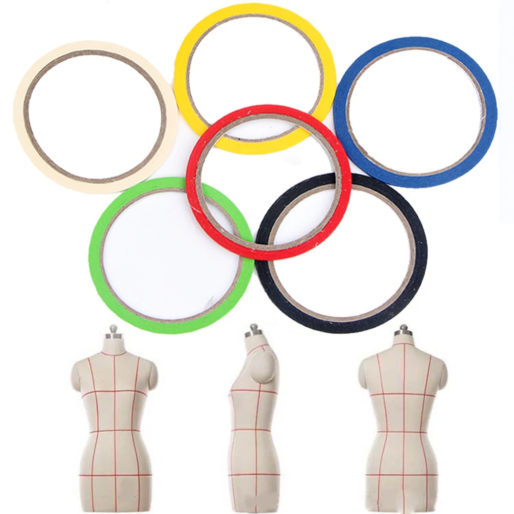 

10 Pcs Draping Tape 3mm Mannequin Pattern Making Sewing Whiteboard Marking Tape Artist Dress Form Warning Drawing Grid Line