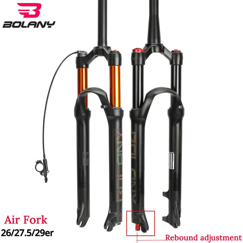 

BOLANY Bike Fork Solo Air with Rebound Adjustment MTB Front Suspension 26/27.5/29er Straight/Tapered RL/LO Bicycle Quick Release