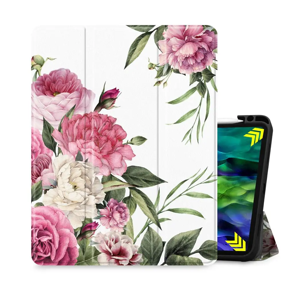 Painted Print Case Cover for iPad Air 3 2019 with Pencil Holder + Soft Bcak Cover Smart Case for iPad Pro 10.5