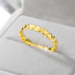 Cute Simple Heart Rings for Women Men Stainless Steel Gold Color Love Finger Rings Couple Wedding Jewelry Christmas Gift