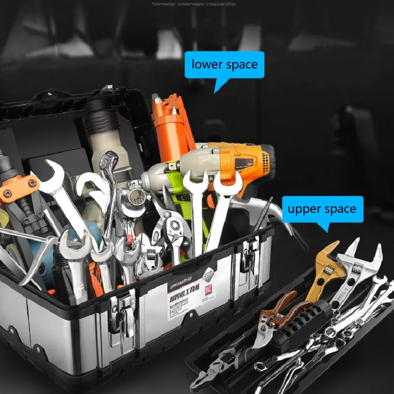 Tool Box Professional Suitcase Stainless Steel Toolbox Industrial Grade Multifunctional Car Large Metal Portable Electrician Hom