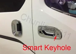 Chrome ABS Full Set Door Handle Bowl Cover Trim for 2009-2020 Nissan NV200 Smart Key 8PCS