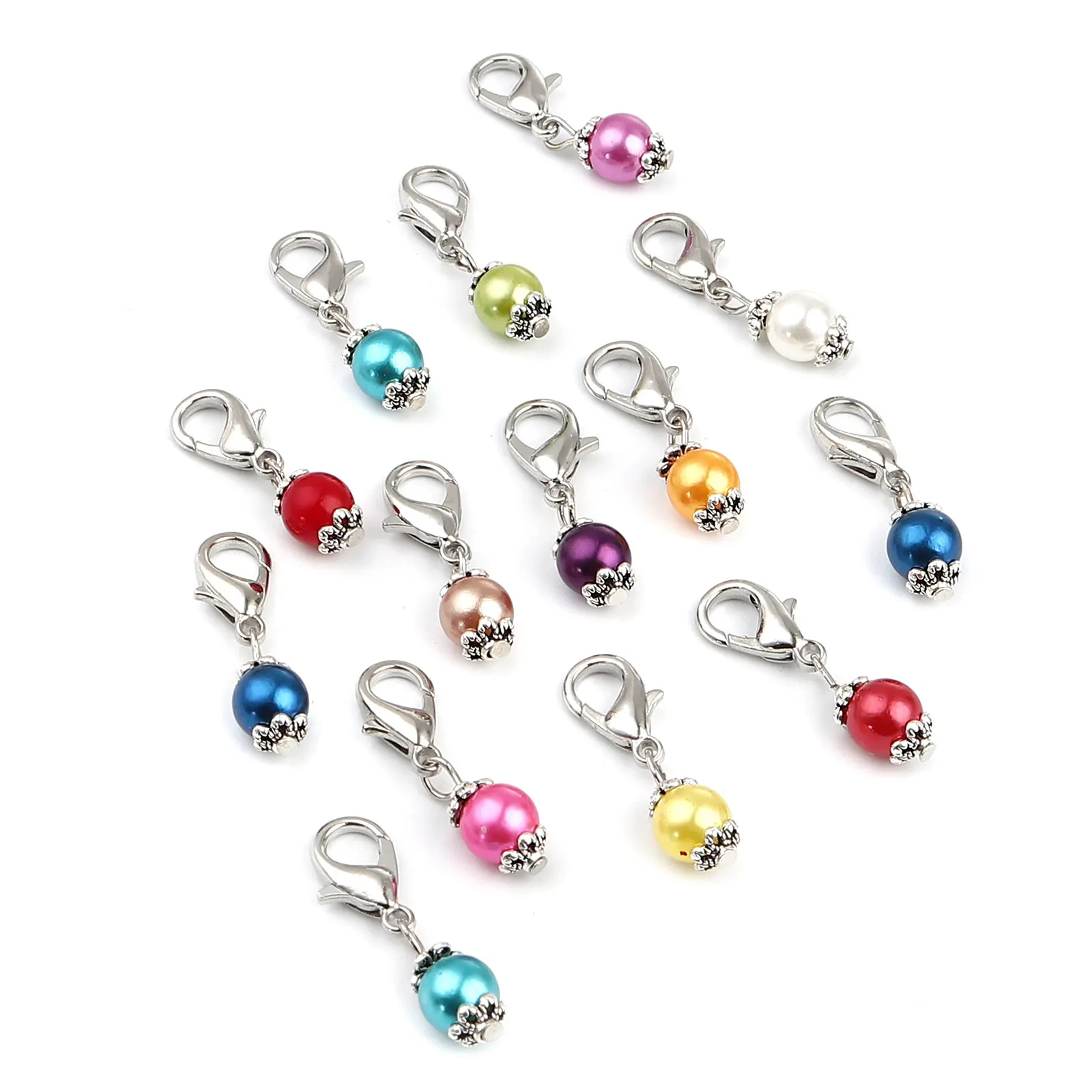 12 PCs Pearlized Round Heart Knitting Stitch Markers For Knitting Tools Zinc Based Alloy & Acrylic Silver Color At Random Color