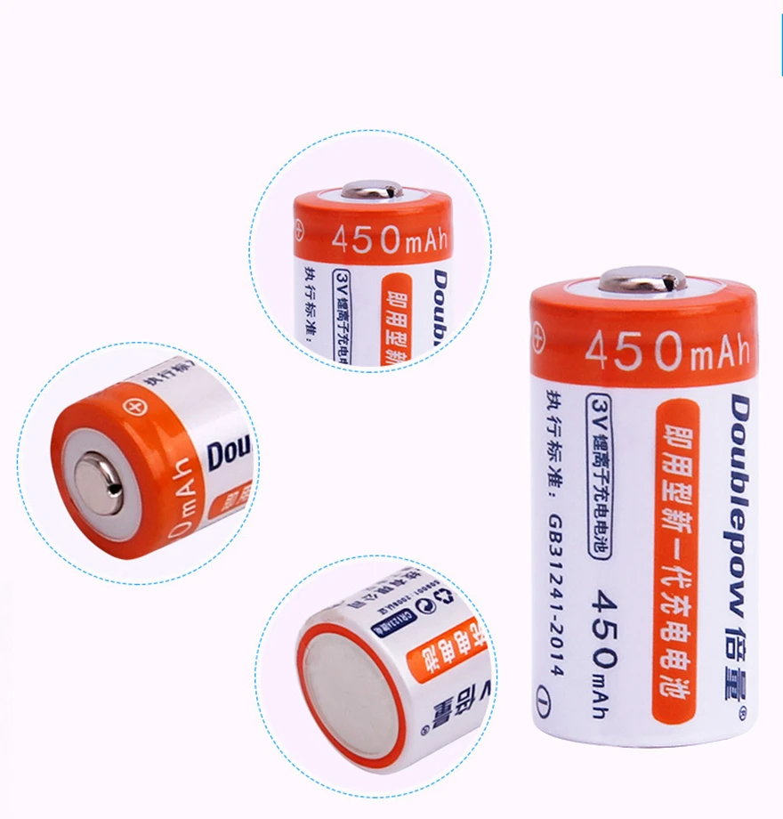 Cr123a 3v,450mah,充電式リチウムイオン電池,インテリジェントユニバーサル充電器,2個