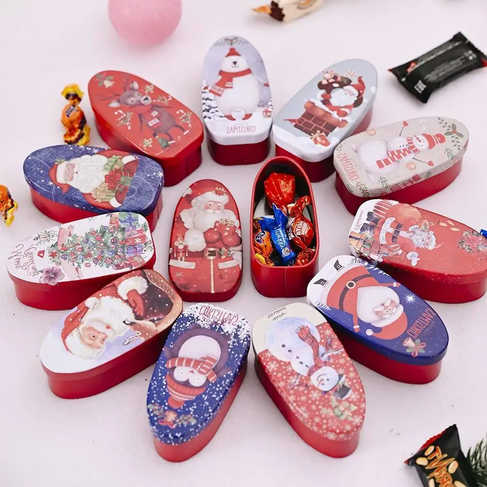 Christmas Cookie Boxes Tinplate Box Christmas Biscuit Candy Box Children Gift Boxes Cartoon Box Mixed Style Send Wholesale