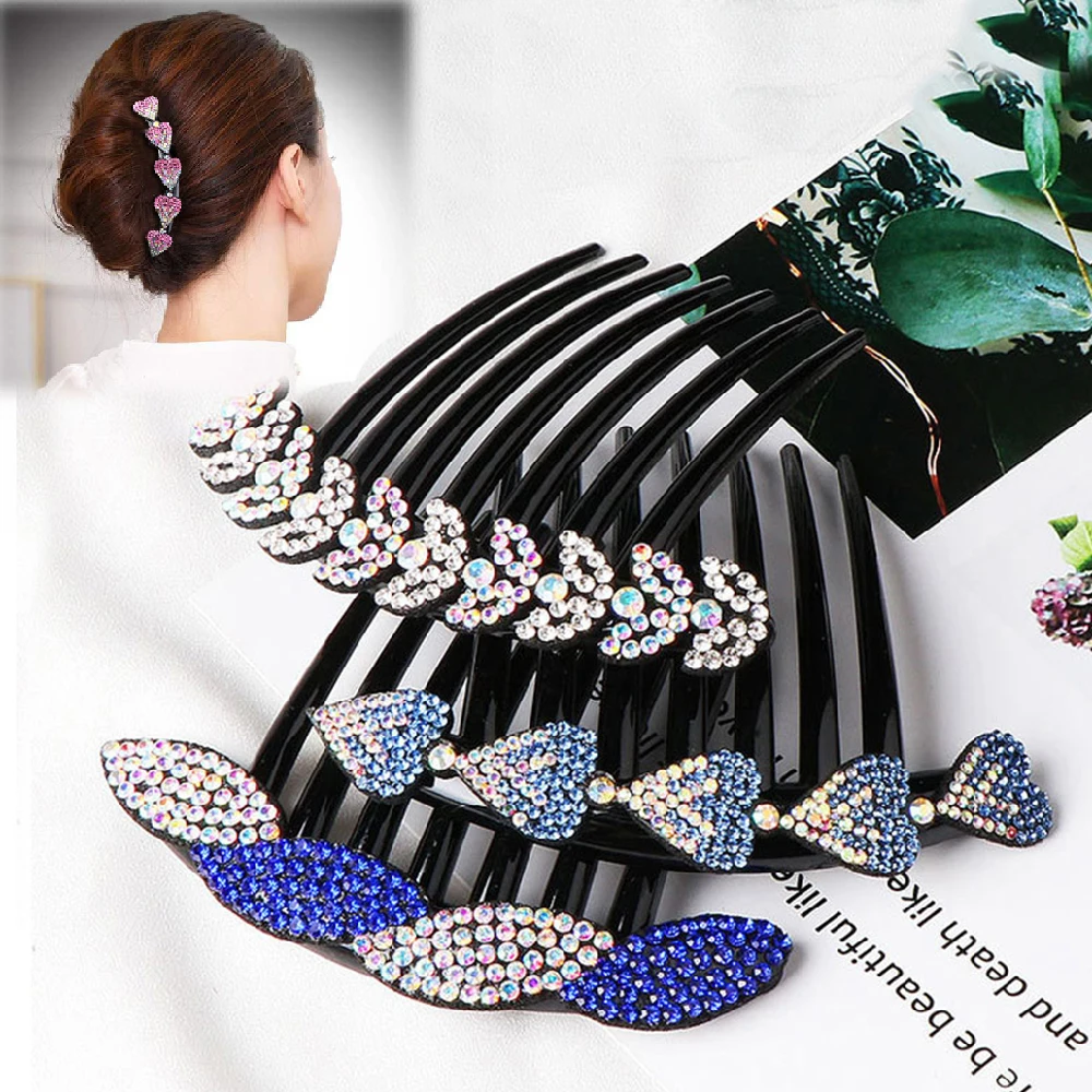 Crystal Rhinestones Flower Hair Combs Clip Vintage Hairpins Bridal Wedding Headdress Women Hair Accessories Disk Headwear Bnads