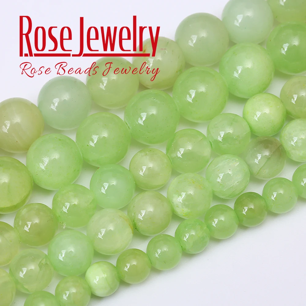 Natural Stone Flower Green Jades Beads Round Loose Beads For Jewelry Making DIY Bracelets Necklace 15\'\' Strand 4/6/8/10/12 mm