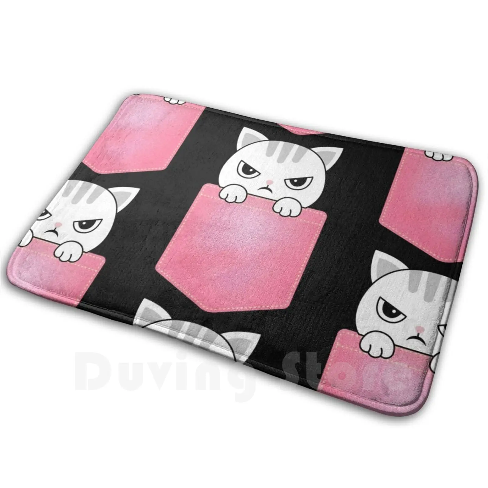 Cat In Pockecarpet Mat Rug Cushion Soft Non-Slip Cute Cat Angry Kitty Pocket Funny Angry Cat Kitten Cats Pet Animal