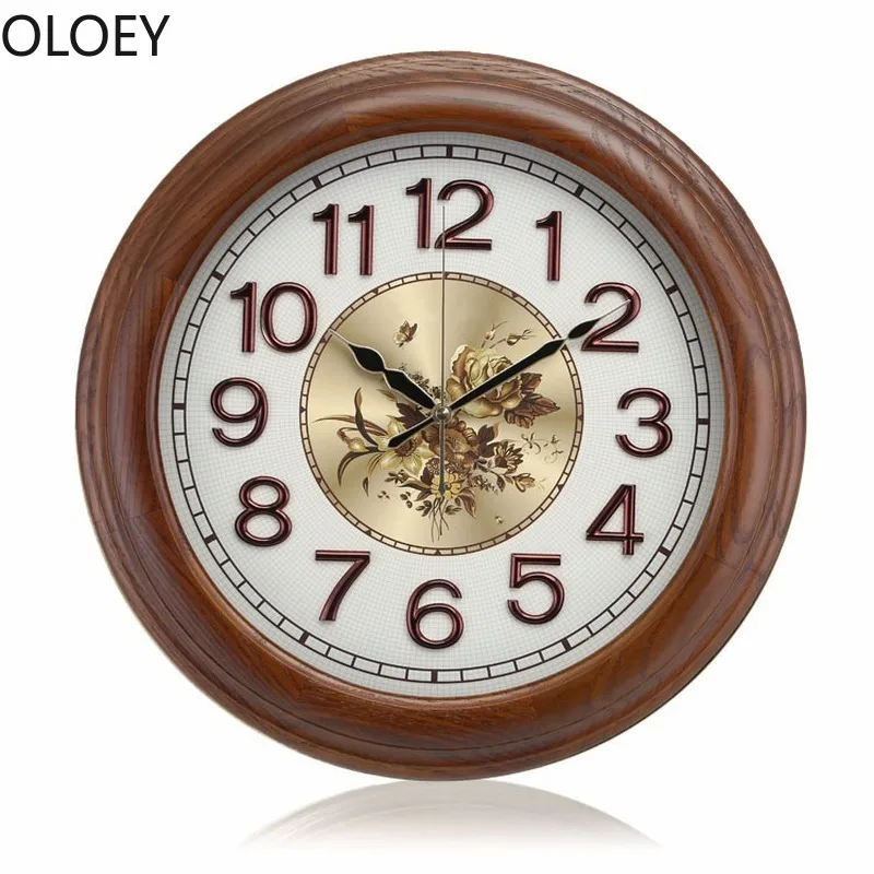 

Modern Large Wall Clock Retro Solid Wood Clock Mechanism Bedroom Living Room Silent Wall Watch Home Decor Kids Wall Clock