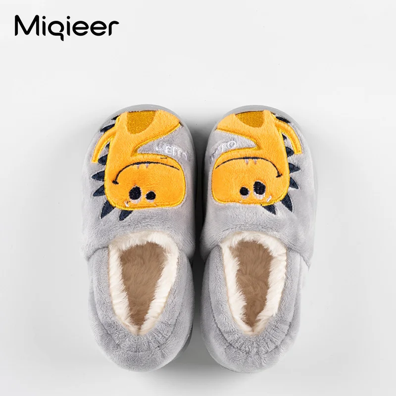 Winter Home Slippers Baby Boys Girls Cute Dinosaur Pattern Warm Plush Anti Skid Indoor Cotton Shoes Comfortable Bedroom Slippers