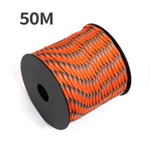 50 m, 1 Rolle, 4 mm, 7 Ständerkerne, Paracord für Überleben, Fallschirmschnur, Lanyard, Camping, Klettern, Campingseil, Wandern, Wäscheleine