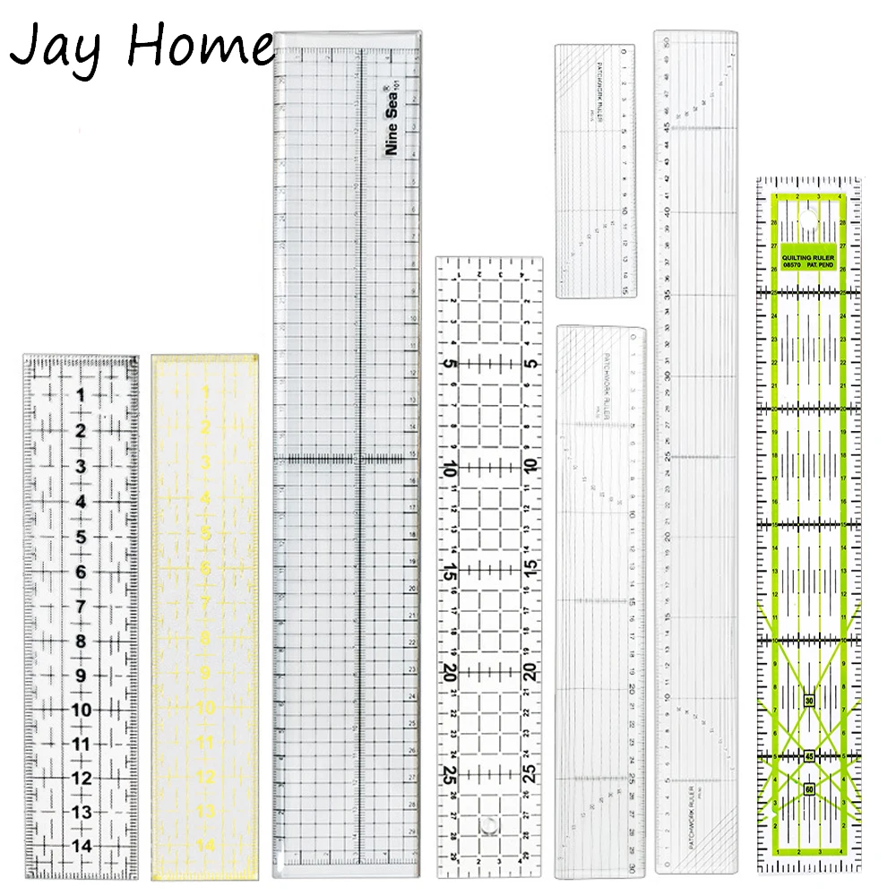 1PC Acrylic Quilting Ruler Clear Transparent Patchwork Ruler with Double-Colored Grid Lines for DIY Cutting and Crafts Sewing