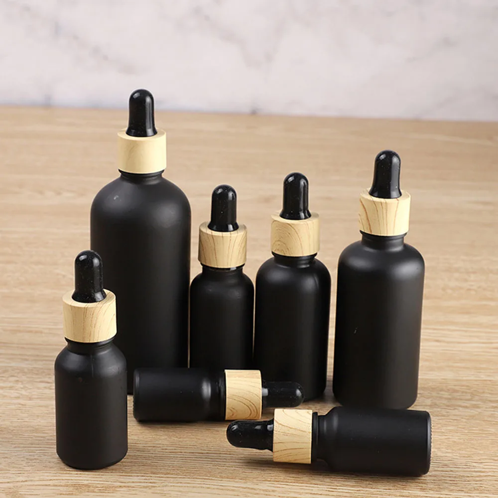 15/20/30/50/80/100ml Black Dropper Bottle Tubes Frosted Glass Aromatherapy Refillable Bottle For Essential Massage Oil Container