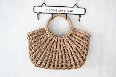 NEW Fashion Women Tote Bag Rattan Cotton Rope Hollow Straw Woven Summer Beach Bag Casual Handmade Female Shoulder Bags Sac