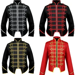 Men's Vintage Military Punk Jacket Golden Rock Star Performance Tuxedo Steampunk Marching Band Drummer Coat Victorian Costume