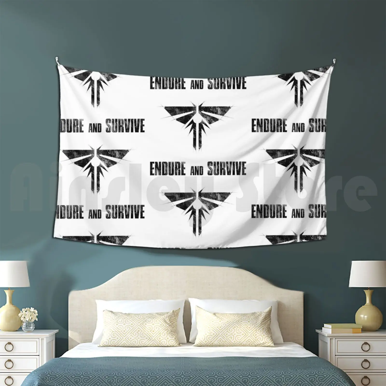 Endure And Survive Tapestry Living Room Bedroom The Last Of Us Endure And Survive Tlou Joel Ellie Fireflies Look