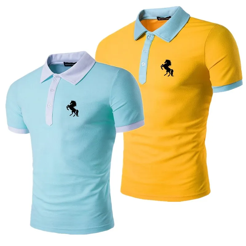 Brand new men\'s fashion casual short sleeve printed polo shirt