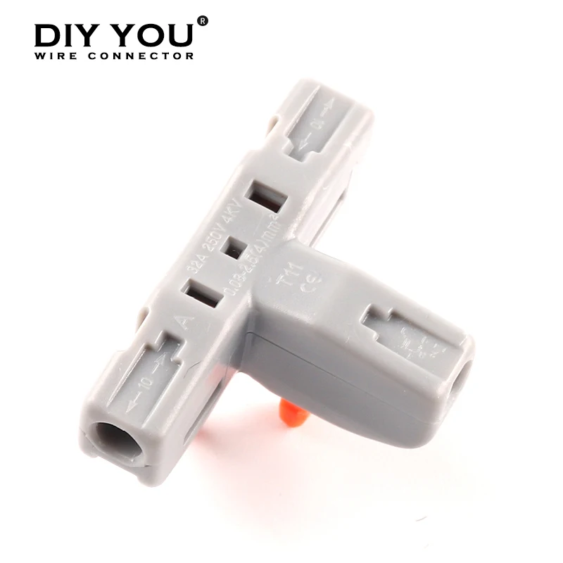 Universal Compact T-Type Push-in Fast Wire Connector Distribution Terminal Block Led light electrical Home splitter Connectors
