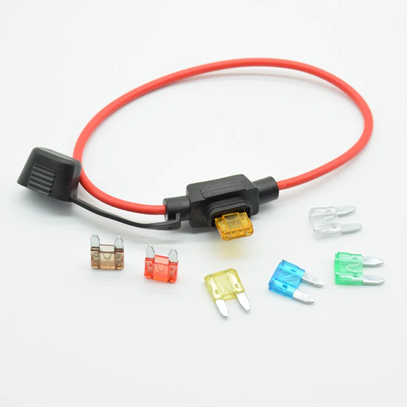 Mini Waterproof Power Socket Small Blade Type inline InLine Fuse Holders with 5/7.5/10/15/20/25/30A Fuse auto Car Replacement