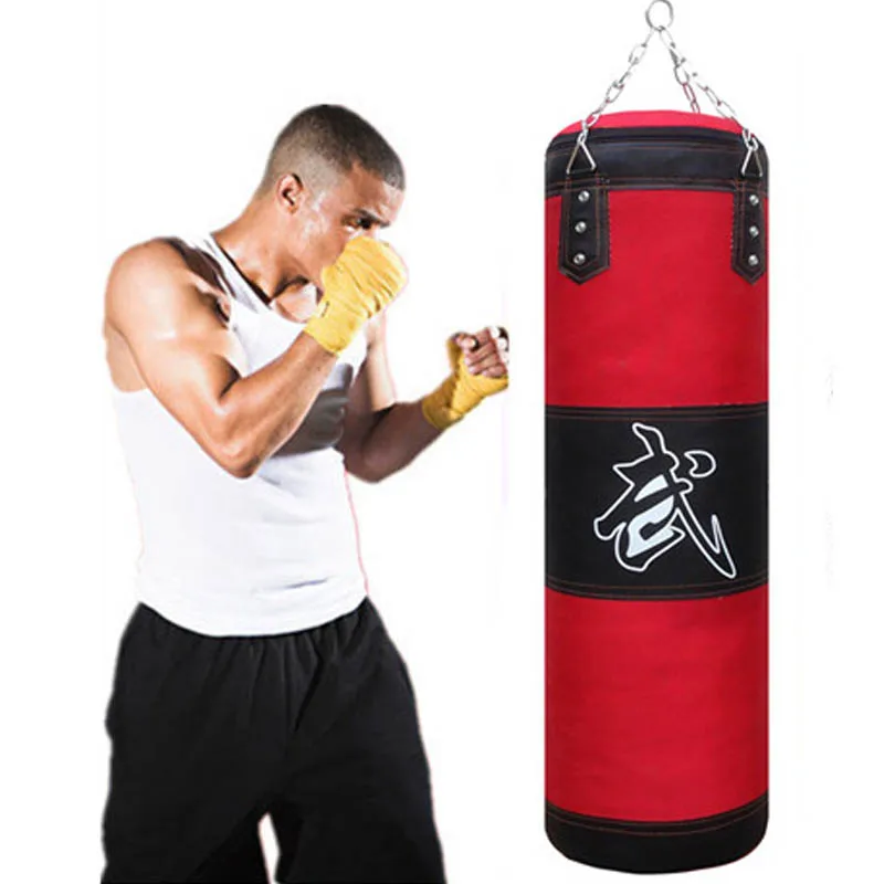 60cm 80cm 100cm 120cm Empty Boxing Punching Bag Hanging Kick Sandbag Boxing Training Fight Karate Sandbag with Wrist Guard Glove