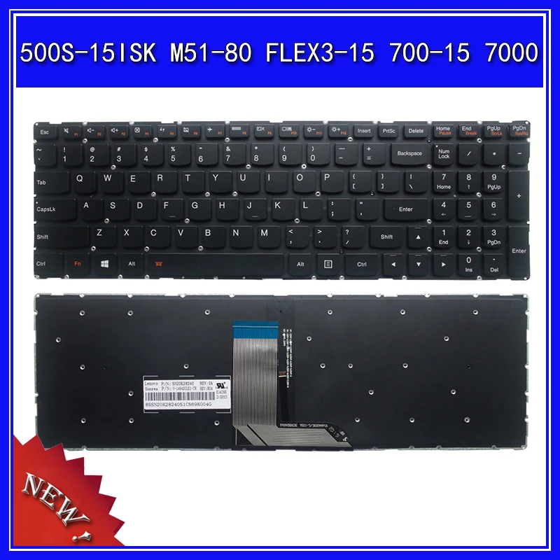 Laptop Keyboard for Lenovo 500S-15ISK M51-80 FLEX3-15 700-15 7000 Notebook Replace Keyboard