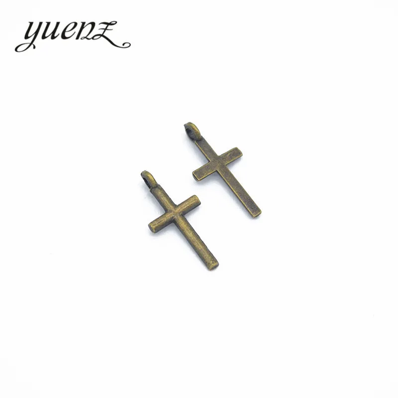 YuenZ 100pcs Antique silver color Charms  cross Plated Pendants  Jewelry Making DIY Handmade Craft 17*8mm T60