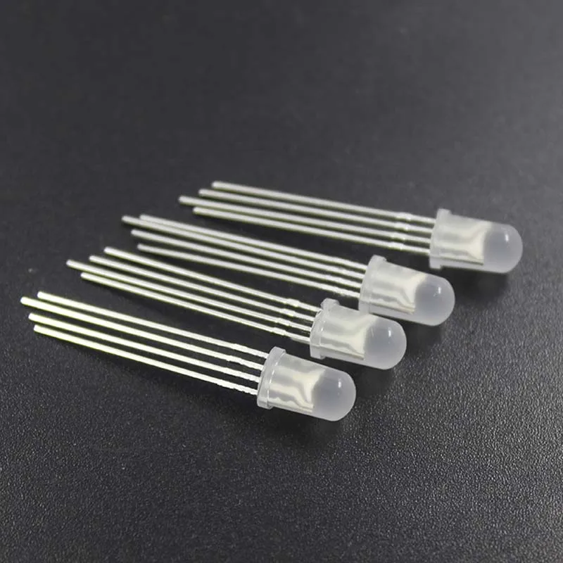 1000PCS 5mm Round Diffused Gold FullColor RGW/RYW/RBW DIP LED Four Leg Co Cathode And Anode F5 Light-Emitting Diode
