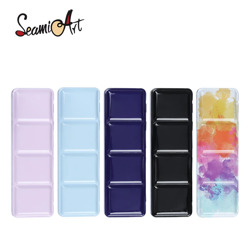 SeamiArt 24 Grids Multi-Functional Portable Metal Foldable Painting Box For Watercolor Gouache Acrylic Subpackage Empty Palette