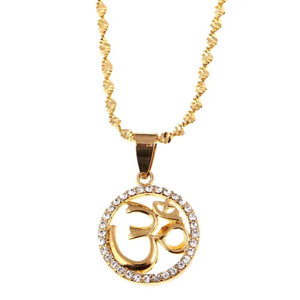 Gold Color OHM Hindu Buddhist AUM OM Pendant Necklace Hinduism India Outdoor Sport Yoga Jewelry