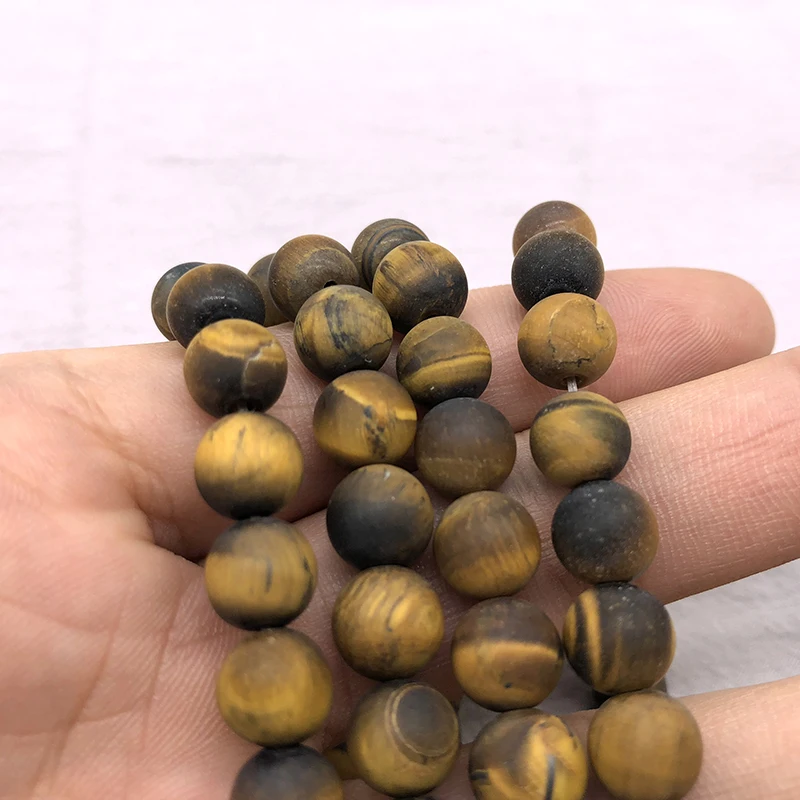 Matte  Dull Polish Yellow Tiger Eye Stone Round Loose Beads For Jewelry Making Diy Bracelet Necklace Accessories 15 Inch 4-12mm