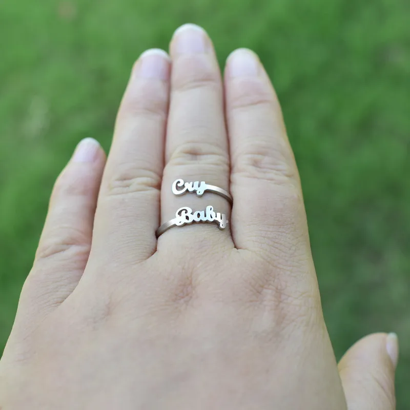 Popular In Europe And The United States, The Letter Cry Baby Ring Female Personality Simple Gift For Friends.