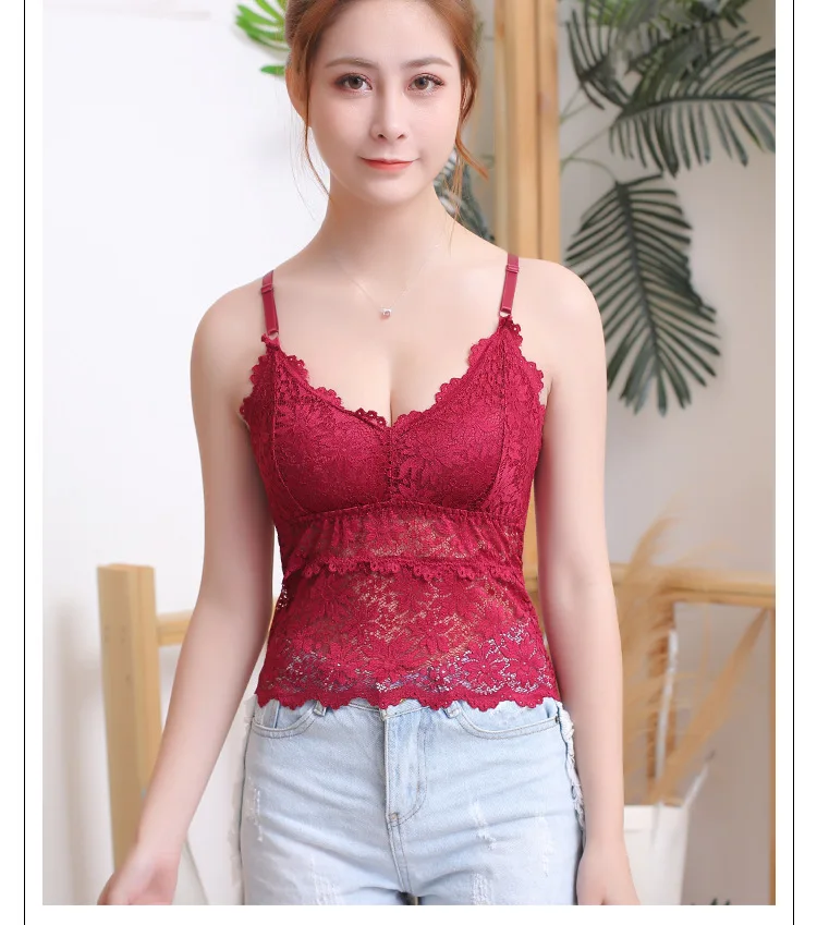 Summer lace beauty back wrapped chest strap chest pad bottoming anti-lighting lady suit camisole underwear tube top bra