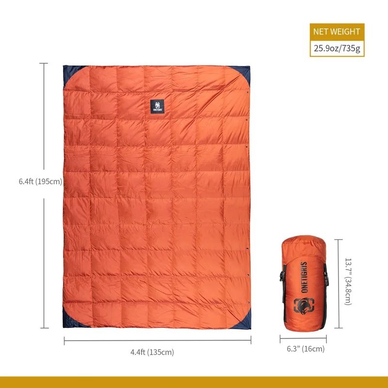 OneTigris Camping Blanket Foldable Travel Quilt For Outdoor Camping Hiking 3-season 1-person Fits 41°F-77°F(5°C-25°C)