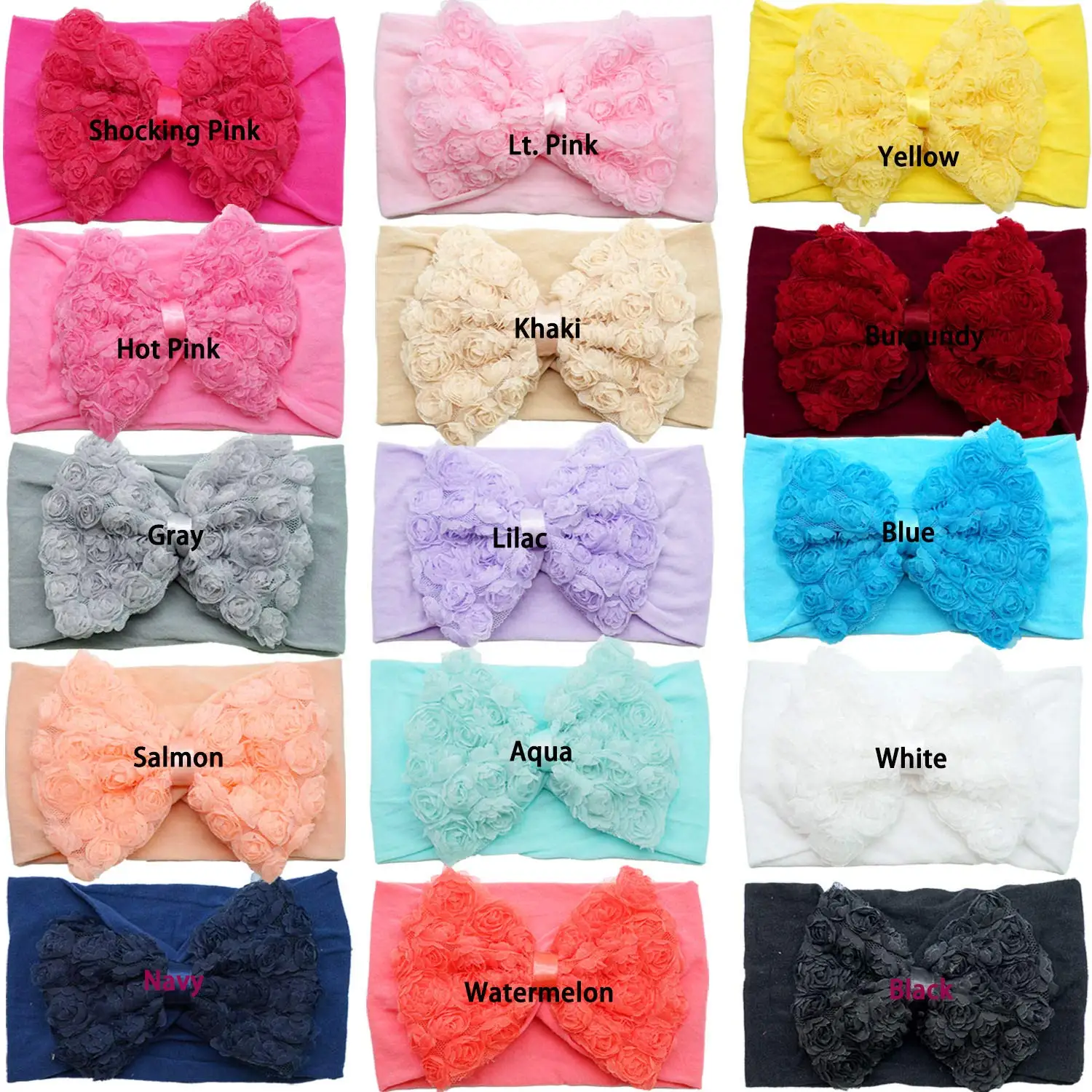 10Pcs Baby Girls Headbands Big Multi-Coloredd Chiffon Hair Flower Bows Soft Stretchy Hair Band Headbands for Baby Girls Infants