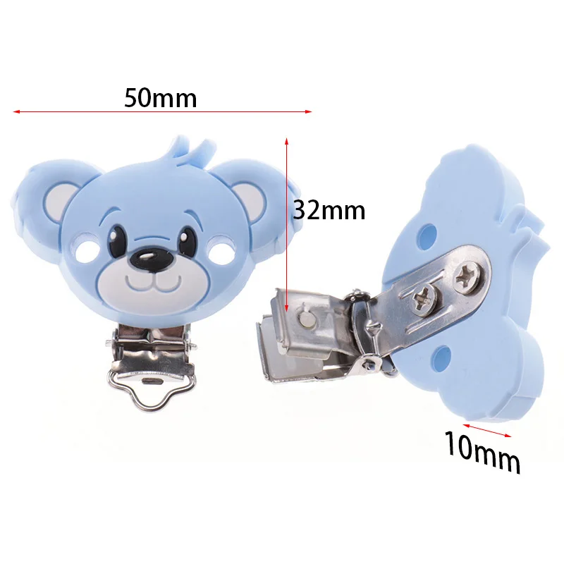 Clipes de silicone urso para mordedor, clipes de silicone sem bpa para mastigação de bebê, colar de chupeta, produto comestível, acessórios de joias para mordedor com 10 peças