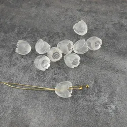 4pc Handcarved Quartz Tulip Crystal Lily of the valleyLoose Bead Components Natural Stone Beads For Jewelry Making 12mm DYL0130