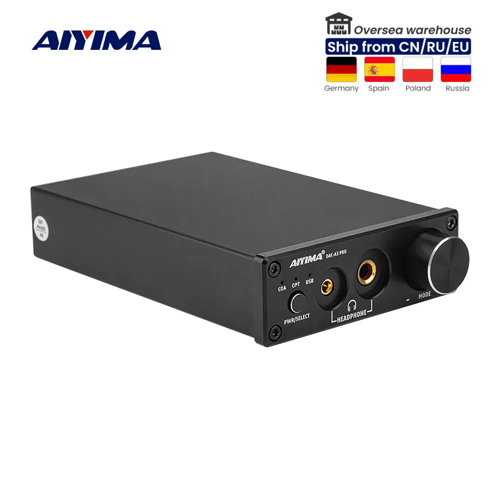 

AIYIMA Audio DAC A5 Pro TPA6120 Mini HIFI USB DAC Decoder Audio headphone Amplifier 24BIT 192KHz LM49720 ESS9018K2M AMP DC12V