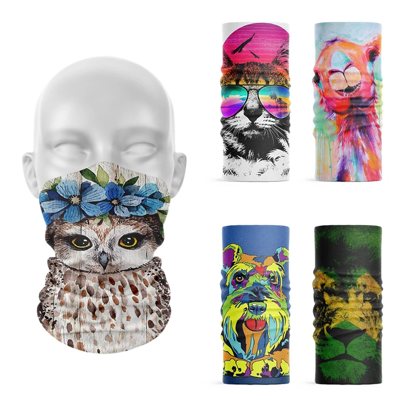 New Creative Design Animal Oil Painting Women Scarf 3D Art Bandana Microfiber Seamless Tube Magic Sports Dust-Proof Hijab Scarf