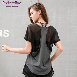 Women Sport Shirts Mesh Patchwork Loose Running Shirt Fitness Short Sleeve T-shirt Quick Dry Yoga Tops Gym Workout Blouse Female