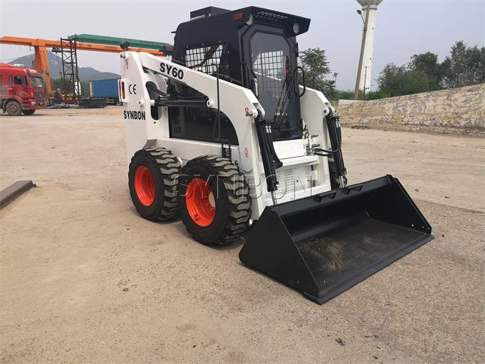 SY60 4 Wheel Mini Skid Steer Backhoe Loader Hydraulic Motor Loading 850kg