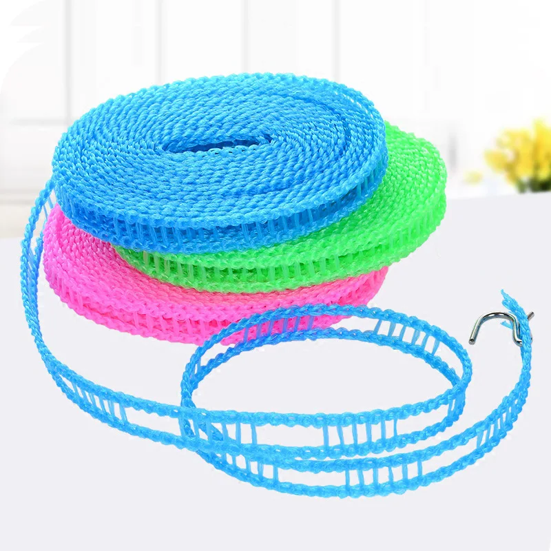 1 roll 3m/5m Clothes Dryer Drying Rack Cloth Hanging Rope Non-slip Clothesline Washing Line random color