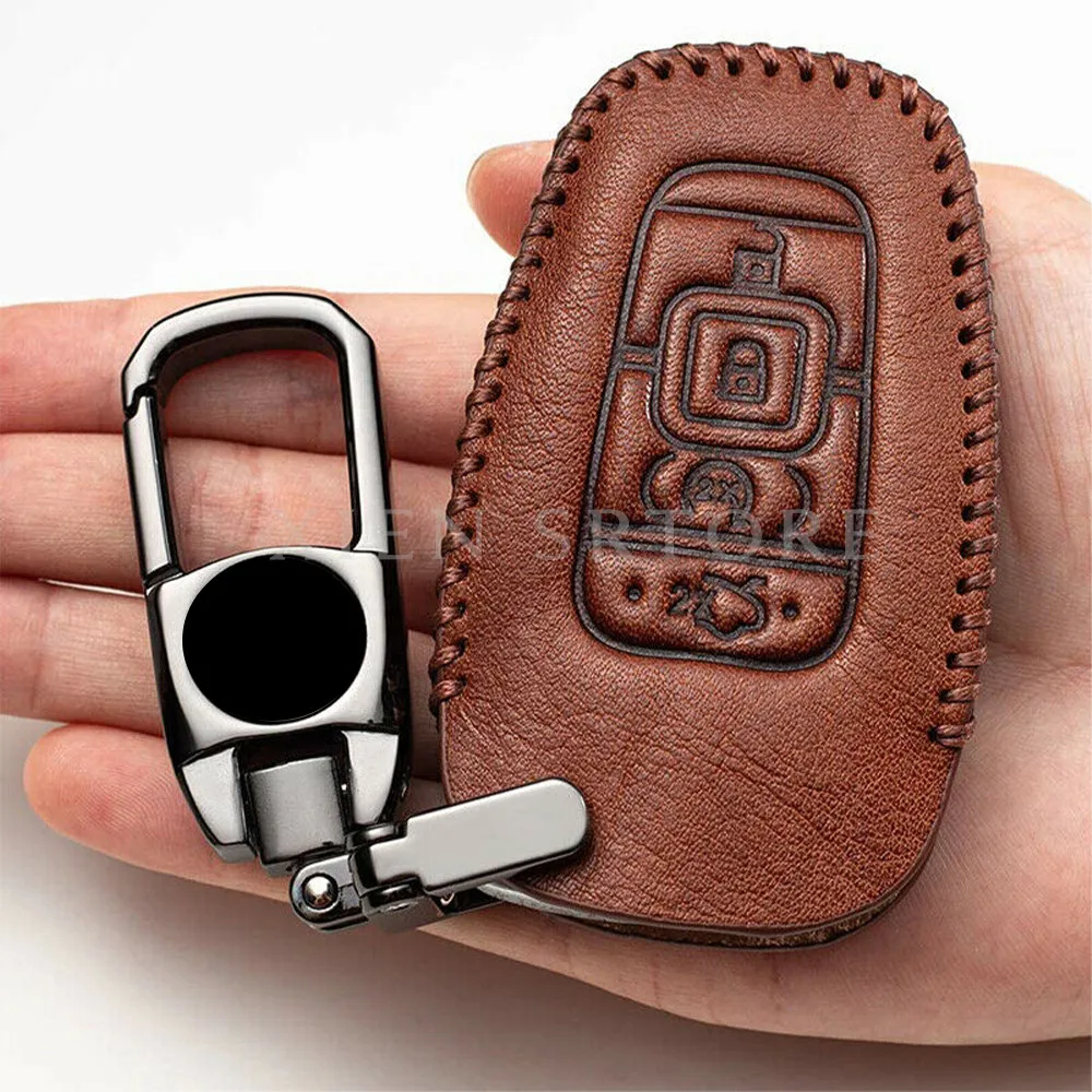 

Retro Leather Car Remote Smart Key Fob Case Cover Shell Holder Chain For Lincoln MKZ MKC Navigator Continental 2018+ Accessories