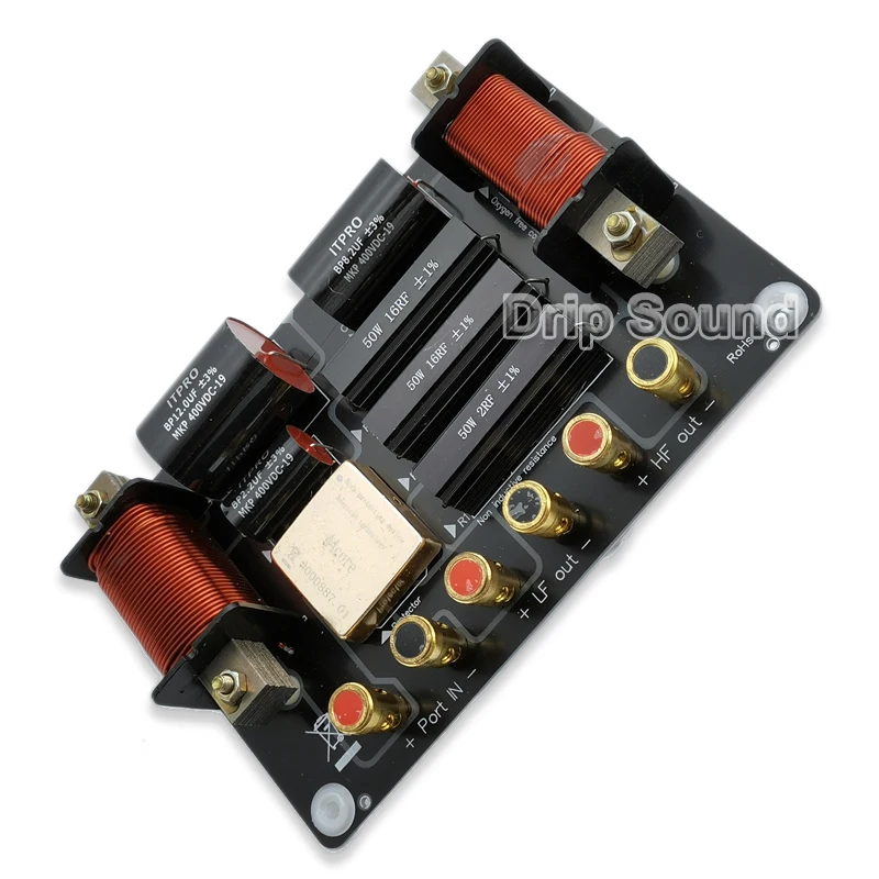 

1pcs 600W 2 Way 2 Unit Hi-Fi Speaker Frequency Divider Filters Audio High-Low Crossover Board With Tweeter Fuse Protection