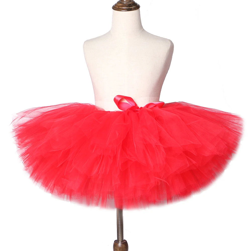 Solid Red Girl Skirts Children Dance Costumes for Kids Tutus Princess Tulle Ballet Skirt for Birthday Party Baby Photography