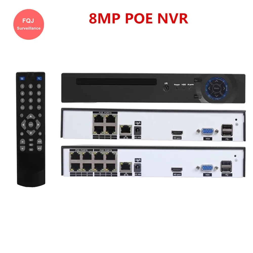 

4CH 8CH 4K POE NVR 8MP IP Security Camera Video Network Recorder XMEye P2P Face Detection 4K NVR with Remote Control