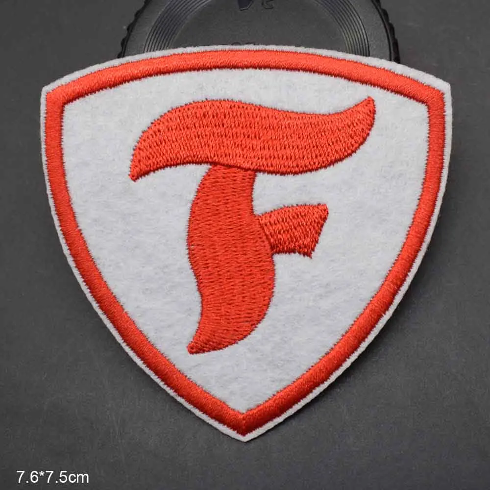 Red Letter F Fire Face Stone Five Hot Iron On Patch Embroidered Embroidery Clothes Patch For Clothing Clothes Stickers Garment