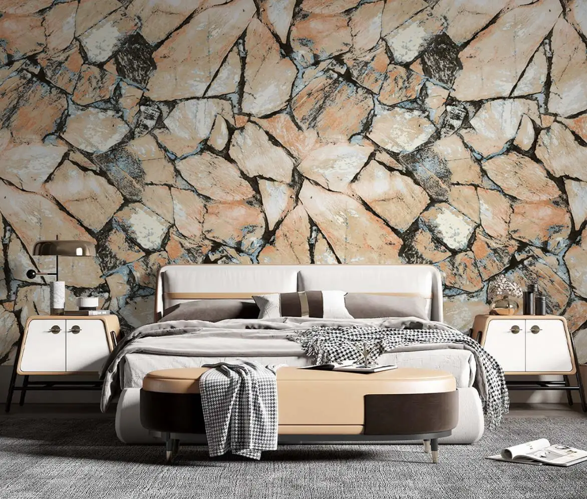 beibehang Custom Imitation Marbling Retro Yellow wallpaper living room TV background papel de parede 3D wall papers home decor
