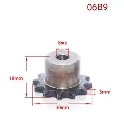 1Pcs 06B Chain Drive Sprocket 9-24 Tooth Carbon Steel Chain Gear Pitch 9.525mm Industrial Sprocket Wheel