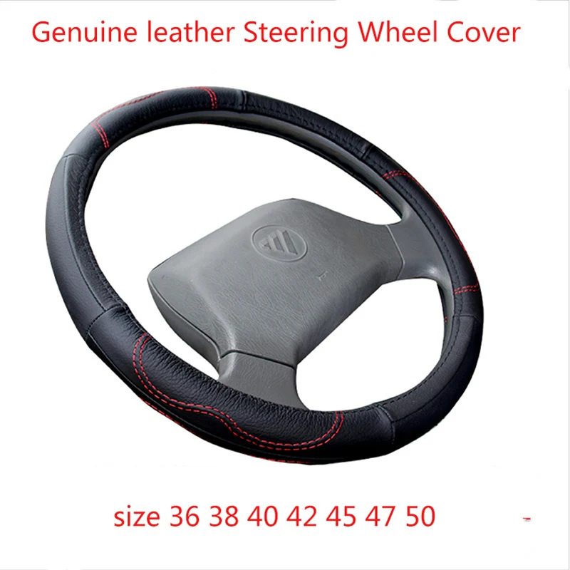 Genuine Leather Car Steering Wheel Cover Bus Truck Car For Diameters 36 38 40 42 45 47 50 CM Non-slip Wear-resistant Car Styling